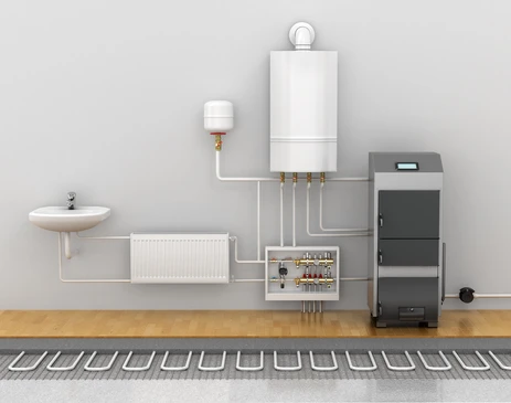 Intérieur moderne avec système de chauffage central complet